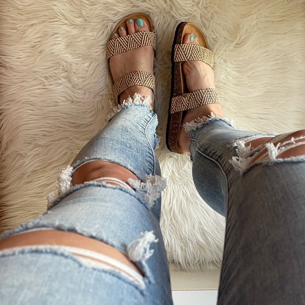 Beige Aztec Tribal Woven Banded Footbed Sandals - Picture 16 of 16
